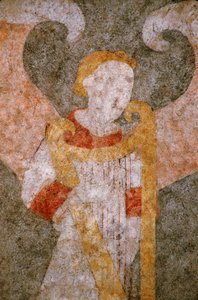 ロワールアトランティックN * 081-サンシュルピスデランド-「古い村」として知られる教会-15世紀の壁画-「レベック」を演奏する金庫室の天使（ビオレ） 作： Unknown